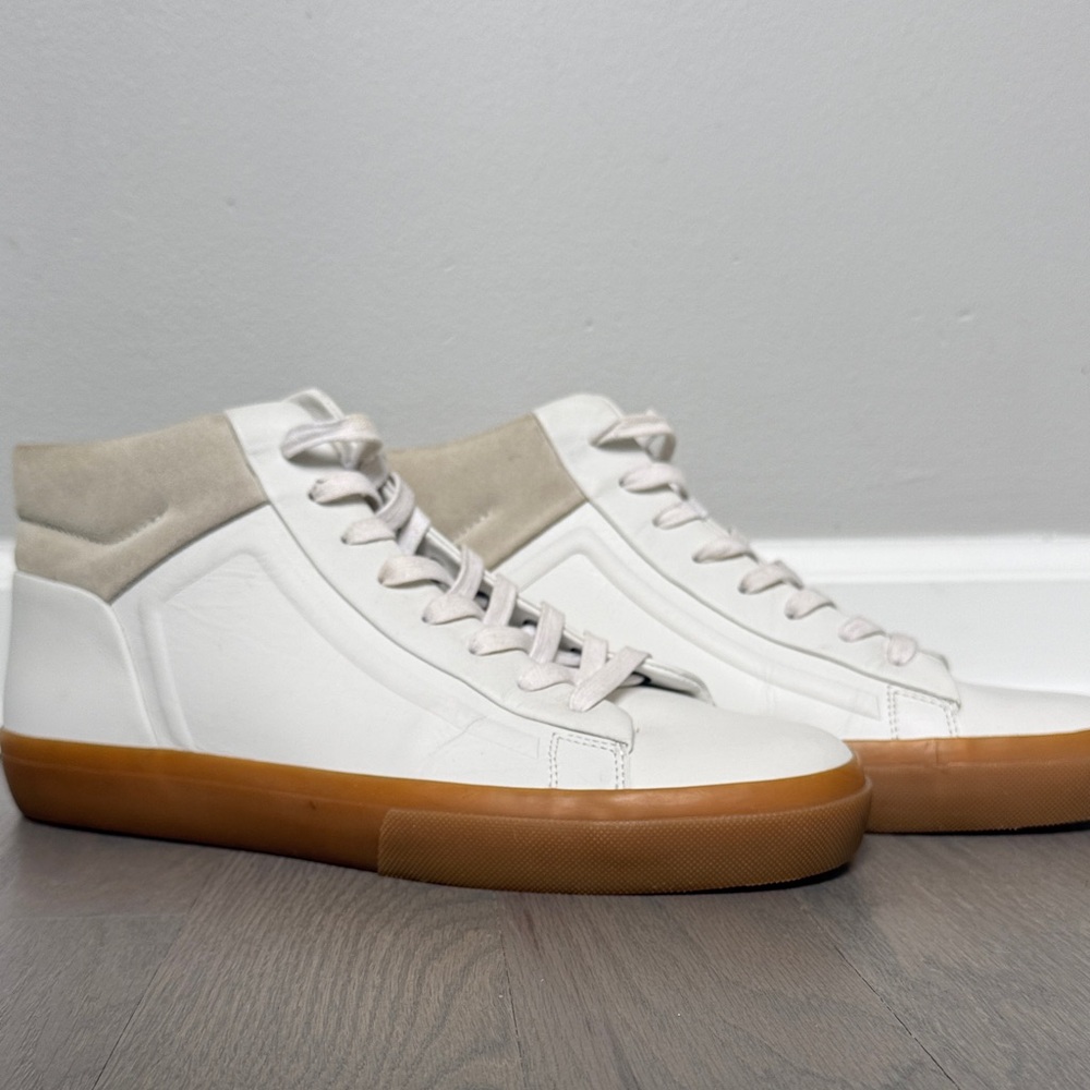 Vince Fynn High Top White Leather Sneaker Trainer SZ 10 New $275 Mens